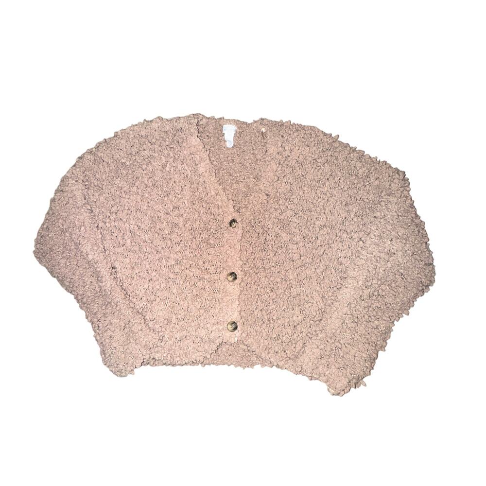 West Of Melrose Fuzzy Feelings Knit Cardigan Women's Size M Light Brown Button